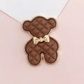 Brown quilted teddy bear DIY accessory with golden bow and metal frame for crafts - Bowknot Bear(D1630) / Brown
