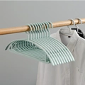Adjustable light blue plastic hangers for kids with non-slip curved design and fixed hooks - Adult Style-Blue