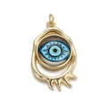 Colgante de ojo turco en cobre bañado en oro de 18k para collares DIY y joyería - Chapado en oro 18K / Estilo Tres Puntas Irregular Dorado (YSN032-09)