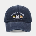 Berretto da baseball classico in denim blu navy con ricamo animali per uomo e donna - Regolabile / Blu navy