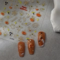 5D embossed Halloween nail art stickers with spider webs, ghosts and pumpkin motifs - Jack-O-Lantern Spider Web 5D Relief Style (CO-449)