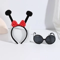 Ladybug party accessory set with red polka dot headband and honeycomb lens sunglasses - Black Ball Bowknot Headband + Black Glasses