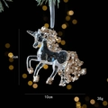Sparkly unicorn Christmas tree ornament with gold glitter details and white ribbon - Unicorn