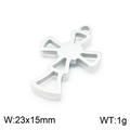 Pendentif croix creuse en acier inoxydable argenté, dimensions 23x15mm et poids 1g - Style Évidé Élancé (KLJ7089-Z)
