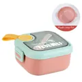 Portapranzo rosa in acciaio inox per bambini con coperchio verde e cucchiaio incluso - Interno in Plastica / 750ml / Rosa