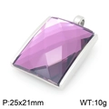 Colgante rectangular de cristal facetado púrpura con marco de acero inoxidable plata - Marco Color Acero Colgante Morado (KP116619-GC)