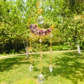 Golden moon sun catcher with amethyst natural stones and hanging crystal pendants - 8cm Quicksand Moon / Purple Crystal