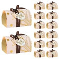 Pink and gold gift box set with ribbons, thank you tags and golden botanical patterns - Pink