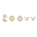 Five-piece gold ear cuff and stud set with light green and blue zircon butterfly designs - TZ00145 Gold - Blue Green Gem Butterfly 5-Piece Set