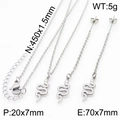 Set gioielli serpente argento con collana pendente e orecchini lunghi a goccia - Set di Gioielli a Serpente Argentato (KS198107-Z)