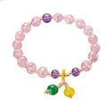 Pink crackle crystal bead bracelet with purple accents and colorful agate charms - Colorful Bead Style 3 / Rose Red