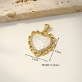 Golden heart pendant necklace with shell inlay and Virgin Mary carving, 2.1cm size - Heart Mother and Child (White Shell)
