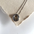 Minimalist silver oval pendant necklace with a polished metallic finish and thin chain - Silver (With Necklace) O