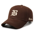 Brown baseball cap with white gothic B embroidery and Boston side detail on crown - Adjustable / Coffee