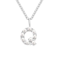 Elegante collana in acciaio inossidabile argento con ciondolo lettera Q e perle - Q-Argento