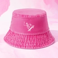 Cappello bucket rosa lavato ad acido con grafica di teschio su skateboard in stile - Taglia unica / Rosa Rosso