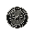 Round Drone Pilot embroidered patch with honeycomb pattern and white drone motif - Round Drone Pilot (Grey)