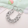 Silver rhinestone-encrusted shoe chain accessory with dual metal ring clasps for DIY charms - Silver Rhinestone Chain