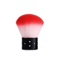 Pinceau maquillage court avec poils dégradés rouge et blanc et manche en strass - Brosse À Poussière De Base Grande Rouge