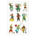 Waterproof Halloween tattoo sticker featuring nine colorful clown designs style EC-818 - Circus Clown Performance Patterns (EC-818)