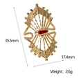 Anello regolabile a ventaglio dorato vintage con pietra ovale rossa e stile boho - Borgogna
