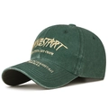 Casquette de baseball en coton lavé vert foncé avec broderie dorée de style vintage - Réglable / Vert