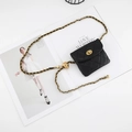 Mini quilted leather chain bag with gold metal ball adjustment on a white background - Gold Ball Black Quilted Bag