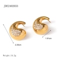 Pendientes de gota en acero inoxidable chapado en oro 18k con circonitas blancas - Dorado Gota de agua