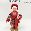 Standing Mrs. Claus doll in red plaid outfit with spectacles, 33cm Christmas decoration - Red Female Santa Claus