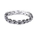 Men's titanium steel dragon bone bracelet with antique silver finish and carved texture - 21cm (KB40302-D) / Steel