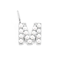 Silver-plated stainless steel letter M pendant featuring elegant white pearls and a ring - M / Steel