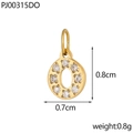 Macro detail of golden letter O pendant with diamonds, size 0.7cm x 0.8cm, weight 0.8g - Letter O / Gold
