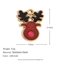 Ciondolo renna di Natale in acciaio inossidabile placcato oro 14K con smalto rosso - Natale Smalto Testa di Renna Colorata - Oro-1