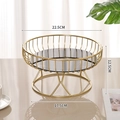 Gouden ijzeren fruitmand met zwarte marmeren voet, 22,5 cm diameter voor decoratie - Klein/Zwart Goud