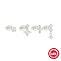 Set of four shimmering S925 sterling silver earrings with white zircon accents - 4 Pairs Fashion Mix Silver#3