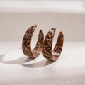 Retro tortoiseshell C-shaped hoop earrings with leopard print and acetate finish - Silver Earring Post - Coffee