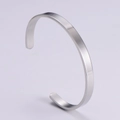 Minimalist 6mm wide stainless steel C-shaped cuff bracelet with a polished silver finish - Silver