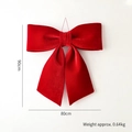 Large 90x80cm red velvet Christmas bow decoration with hanging rope for holiday setup - 80cm Butterfly / Red
