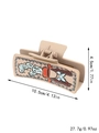 Detail showing dimensions of matte beige hair claw with cactus illustration print - Beige Cactus Illustration Style (90018)