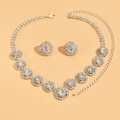 Parure gioielli sposa africana in argento con collana e orecchini a fiori di strass - Argento