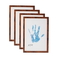DIY handprint walnut wood frame set for family and couples, four-piece commemorative gift - With 8 Colors Pigment / Antique Silver