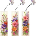 Set di tre segnalibri 5D DIY con strass, motivi mandala e nappine a forma di farfalla - Stile Floreale Complesso (SQ-41/Standard) / Set di 3 pezzi