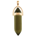Hexagonal green crystal prism pendant necklace with a rose gold plated clasp - Brown / Gold Cap Hexagonal Pendant