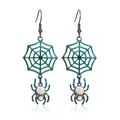 Spider web drop earrings with iridescent metal spider and white opal accents for Halloween - 17.Iridescent Spider Web Earrings