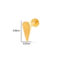 Golden feather titanium stud earring with zircon inlay and dimension measurements - 5# Feather Style (Gold)