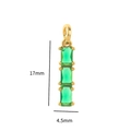 Gold pendant with three rectangular green gemstones and size labels 17mm by 4.5mm - Rectangular Green Zirconia