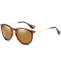 Retro tortoiseshell polarized sunglasses with brown lenses and slim gold metal temples - Bright Tortoise Gold Leg Tea Polarized C6