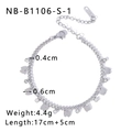 Detail of silver titanium butterfly bracelet with sparkling rhinestones and lobster clasp - Silver Butterfly Pendant Style (NB-B1106-S-1) / Silver