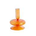 Elegant orange glass candle holder with transparent finish for home decor - Orange Transparent Single (A2)