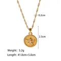 Gouden munt hanger ketting met engel reliëf en gedraaide rand op een golfketting - JDN20282-Goud Engel Reliëf